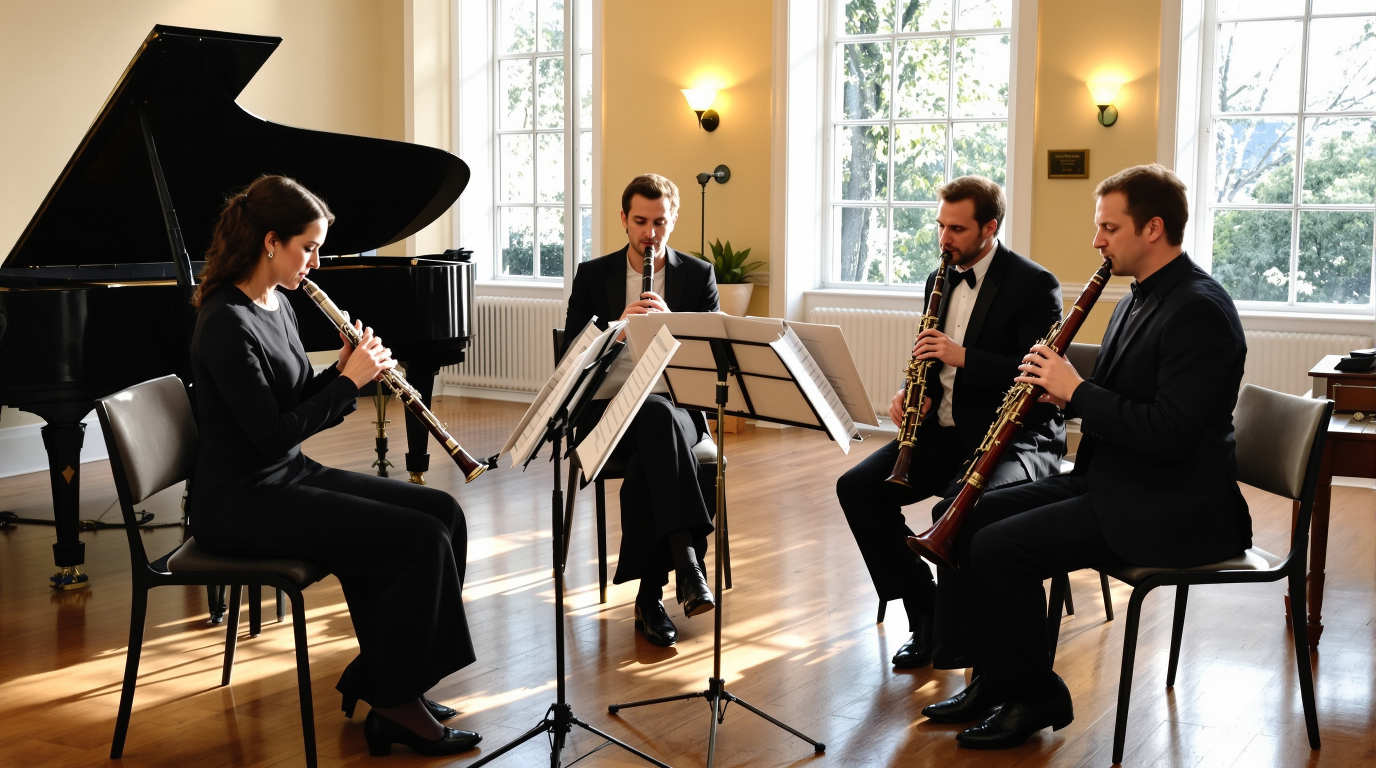 Woodwind quartet rehearsal